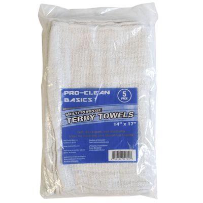 24 Wholesale Terry Towels 5 count Multipurpose 14x17 White Pro Clean Basics image