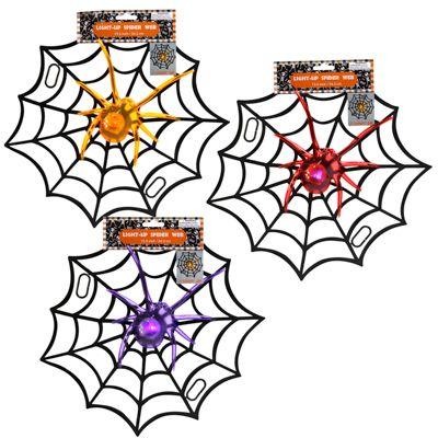 18 Wholesale Web W/ Led Spider Plastic Hanging Decor 13.5in 3 Ast Clr Hlwn/ Header image