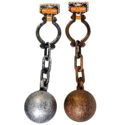 12 Wholesale Ball And Chain Bronze/ Silver Plst 15in/ Barbell Card image