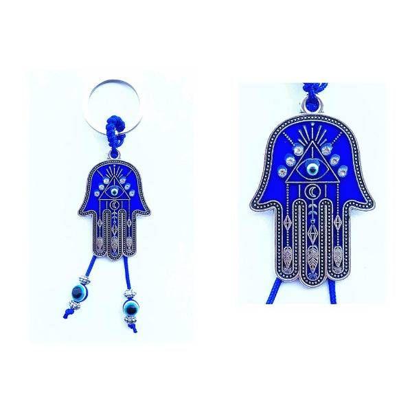 48 Wholesale Blue Eye Hand Keychain image