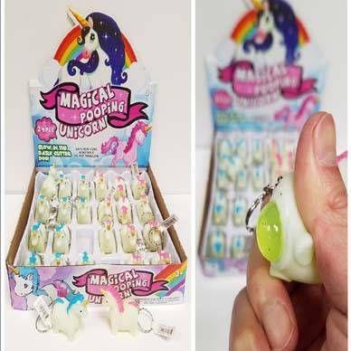 48 Wholesale Unicorn Glow In The Dark Pooping Keychain image