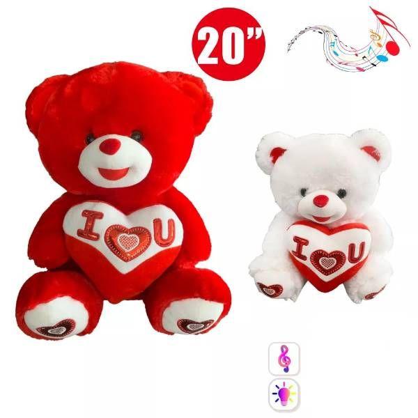 6 Wholesale 20 In Red And White Teddy Bear With Light And Music image