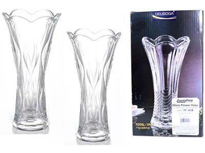 12 Wholesale Glass Flower Vase 5.18inchdia X 9.2inchh. Color Bx + Upc image