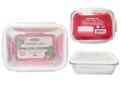 12 Wholesale Food Cont Glass Lock Rect 35.8oz/1060ml image