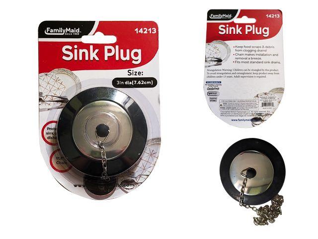 96 Wholesale Sink Plug 3inchdia With 30cm Chain. Stainless Steel image