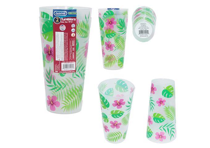 48 Wholesale Tumblers 2pc Printed 24oz 3.75inch D X6.6inch H image