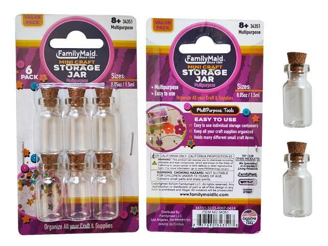 96 Wholesale Mini Craft Storage Jar 6pc 0.05oz/1.5ml image