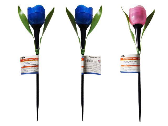 24 Wholesale Flower Solar Post Light W/2 Leaves 2.16inchx12.2inch image