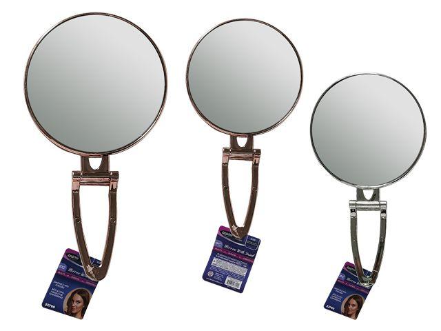 48 Wholesale Mirror W/stand Rd 6inch D X11inch 2-Sided Gold Silver image