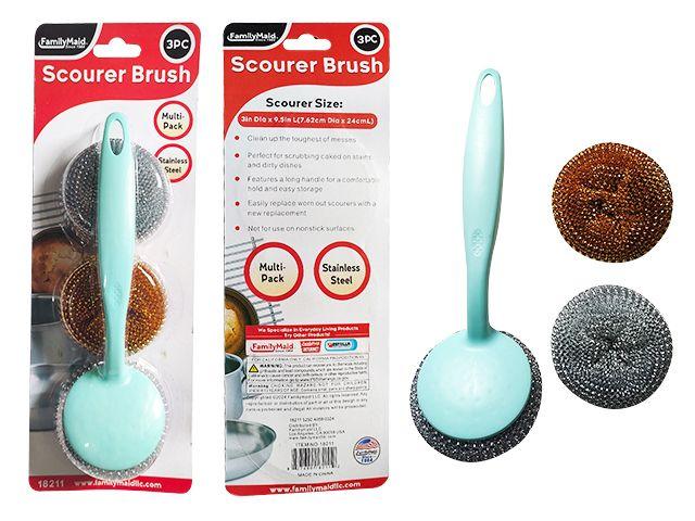 72 Wholesale Scourer Brush W/handle 3pc image