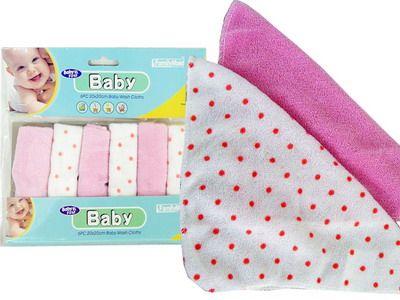 144 Wholesale Baby Wash Cloths 6pc 7.9inchx7.;3asst Clr 24013g,y image