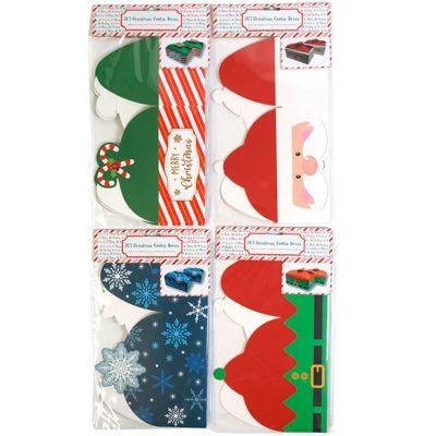 48 Wholesale Cookie Box 2pk Christmas 4 Ast Designs W/ Built In Bow Xmas Pbh 4.25w X 7inl X 2.75inh image