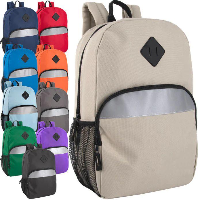 24 Wholesale 17-Inch Safety Reflective Backpack With Side Pocket image