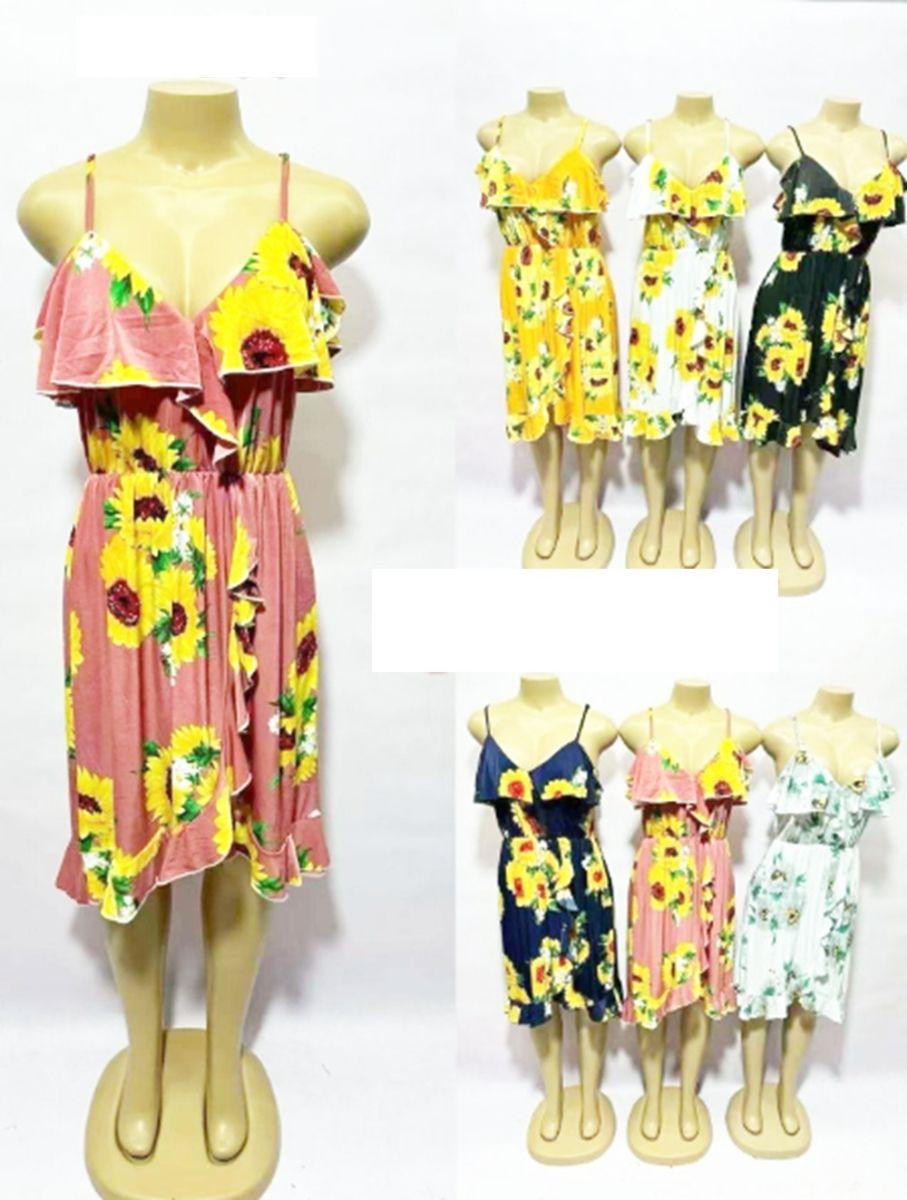 12 Wholesale Ladies Short Sunflower Dress image