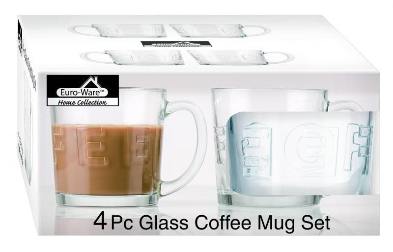 6 Wholesale 4pc Embossed Glass Mug Set image