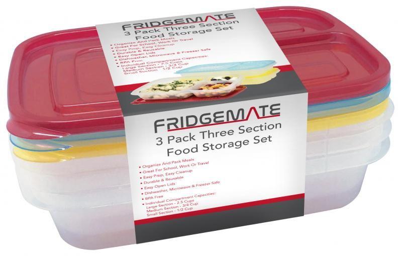 12 Wholesale 3count-3 Compartment Meal Prep 9.25 x 6 x 2 Inches image