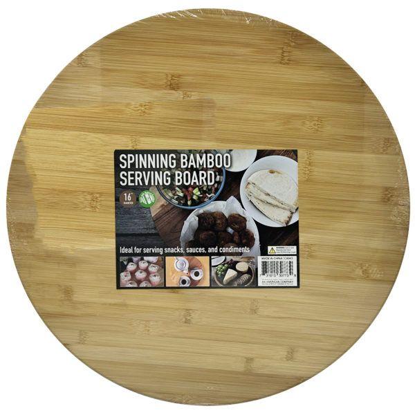 3 Wholesale 19.5-inch Bamboo Wood Rotating Serving Board image