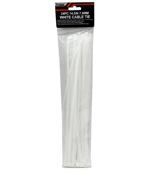 48 Wholesale 24pc 14.5in 7.6mm White Cable Tie image