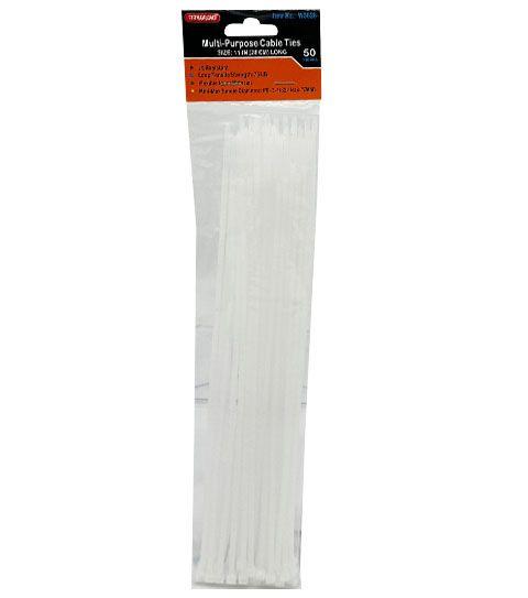 360 Wholesale 50pc Cable Ties 11 In White image