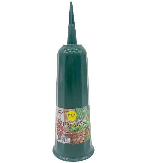 48 Wholesale 48 Wholesale 9.75in Green Cemetery Cone Vases image