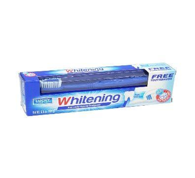 24 Wholesale Lucky Whitening Toohpaste & Brush 6.4oz image