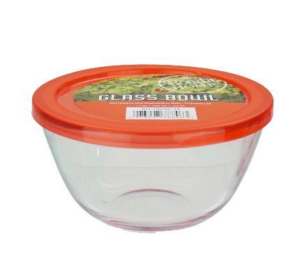 24 Wholesale Bh Glass Bowl Orange Lid 17oz image