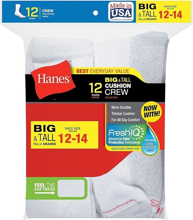 540 Wholesale Hanes Big And Tall King Size Mens White Crew Socks Shoe Size 12-14 image