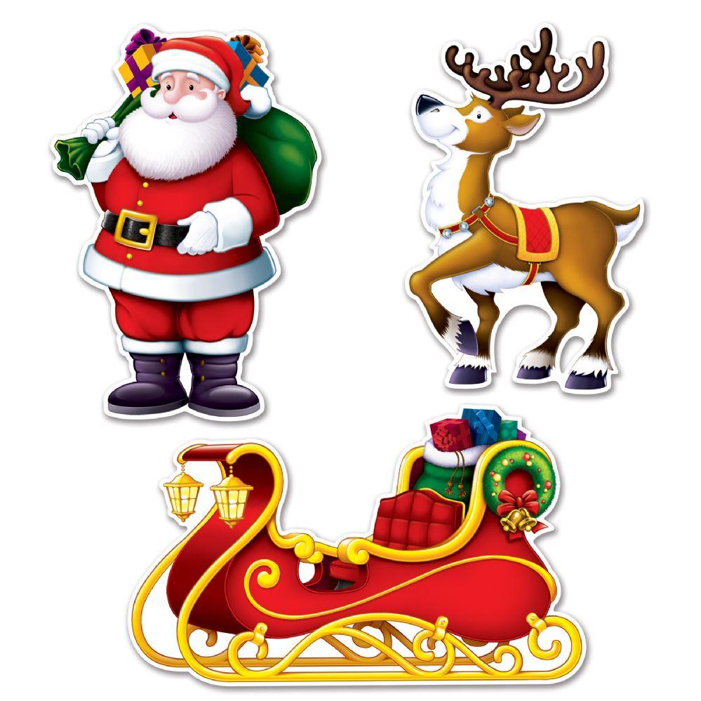 12 Wholesale Santa, Sleigh & Reindeer Cutouts image