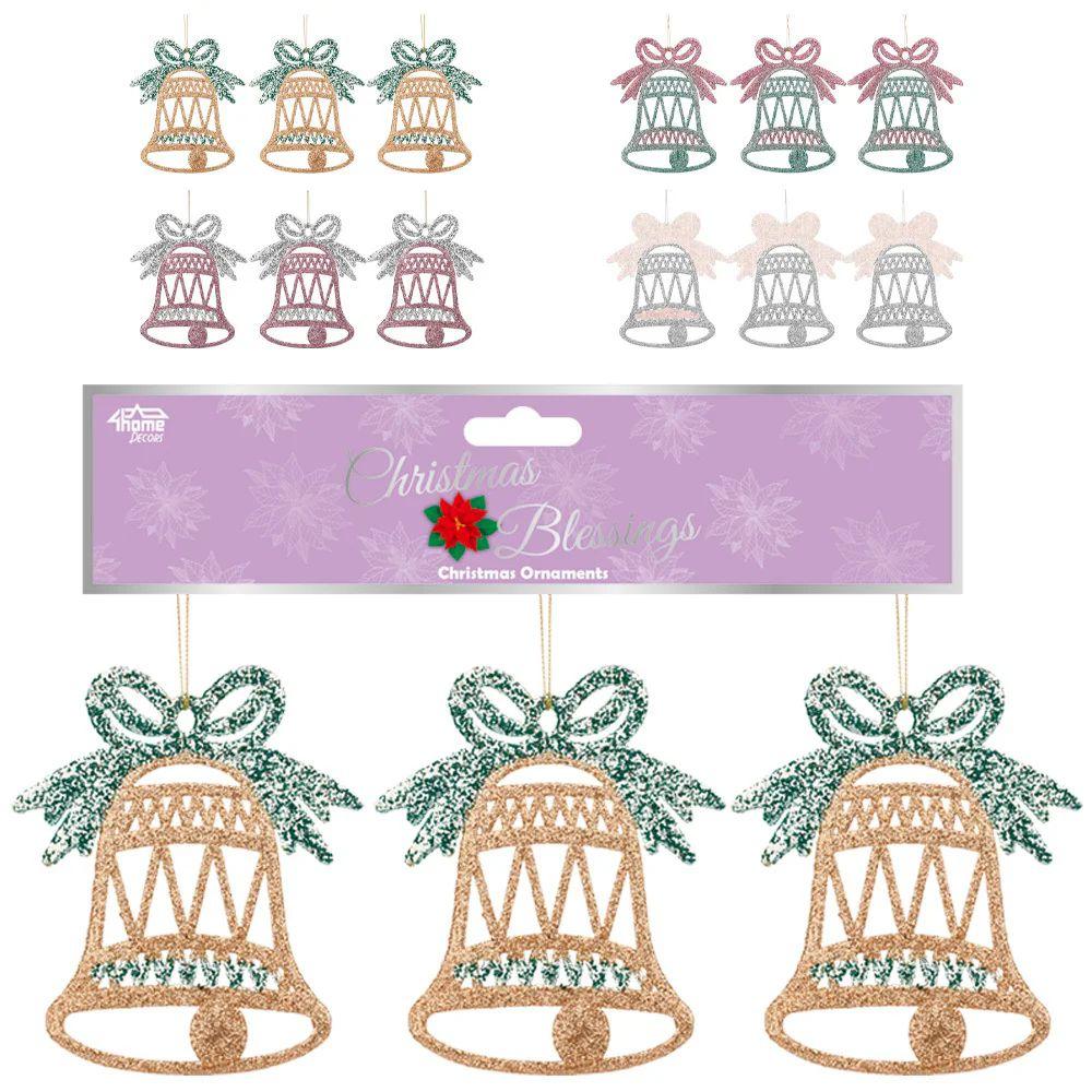 36 Wholesale 3-Piece Bell Assorted Colors Pinks And Purples image