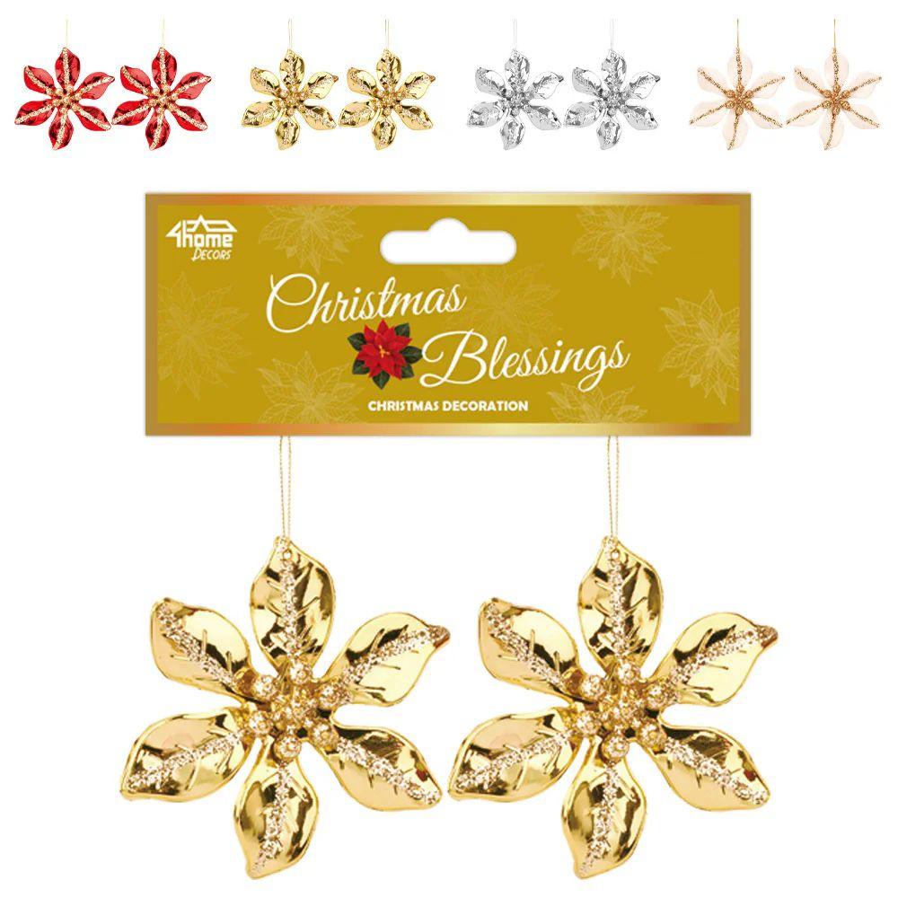 36 Wholesale 2-Piece Shiny Glitter Poinsettia image