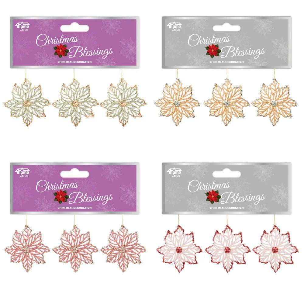 36 Wholesale 3-Piece Poinsettia Assorted Reds image