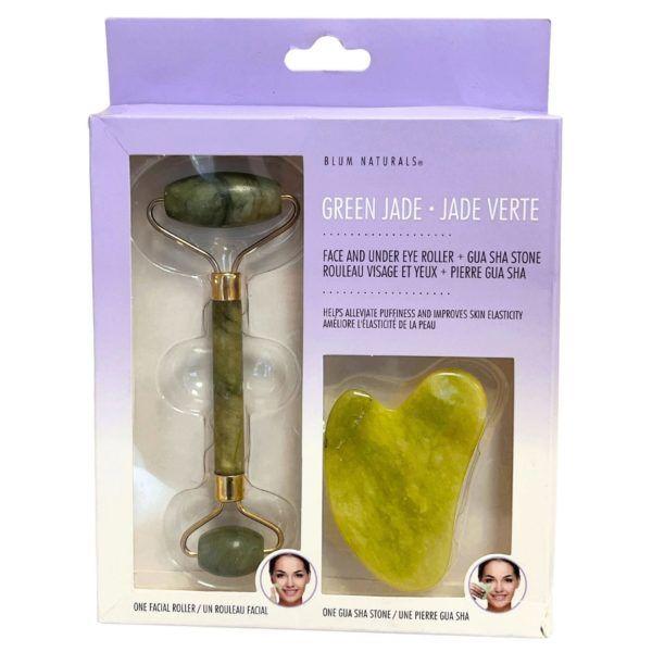 12 Wholesale Blum Naturals Jade Roller Gua Sha Set image