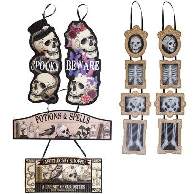 24 Wholesale Wall Plaque Halloween Mdf 6 Asst Vintage Black N White Look/ Mdf Comply Label image
