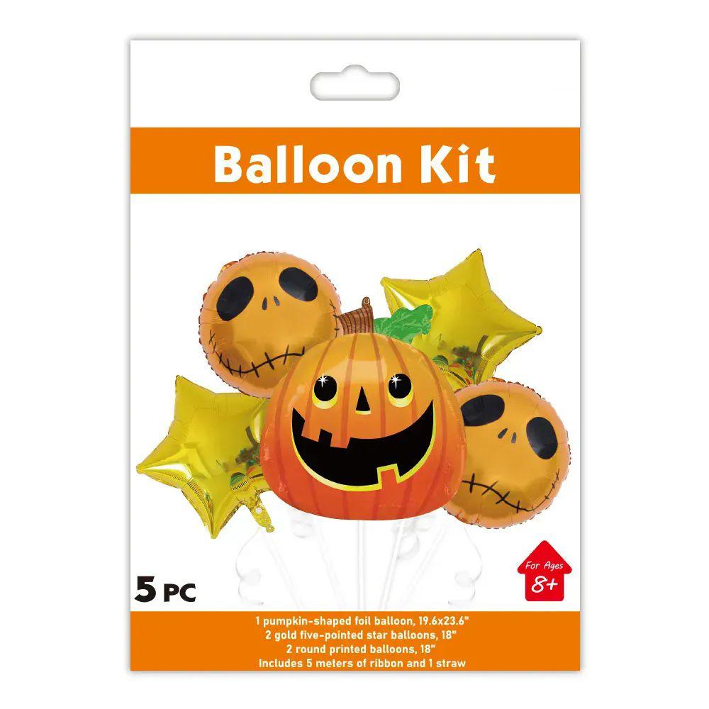 12 Wholesale 5pc Halloween Stand Foil Balloon Jack O Lantern image