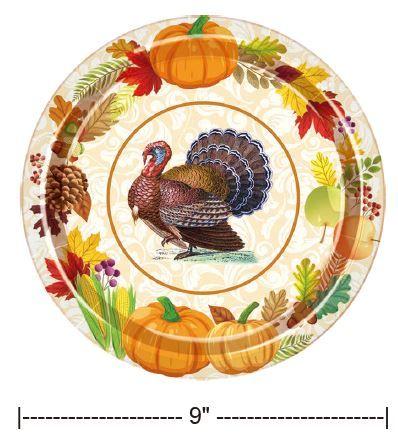 24 Wholesale 8pcs 9inch Thanksgiving Paper Plate image