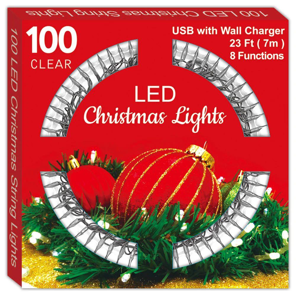 24 Wholesale 100l 8-Functions Clear wire and Bulb Christmas Lights image