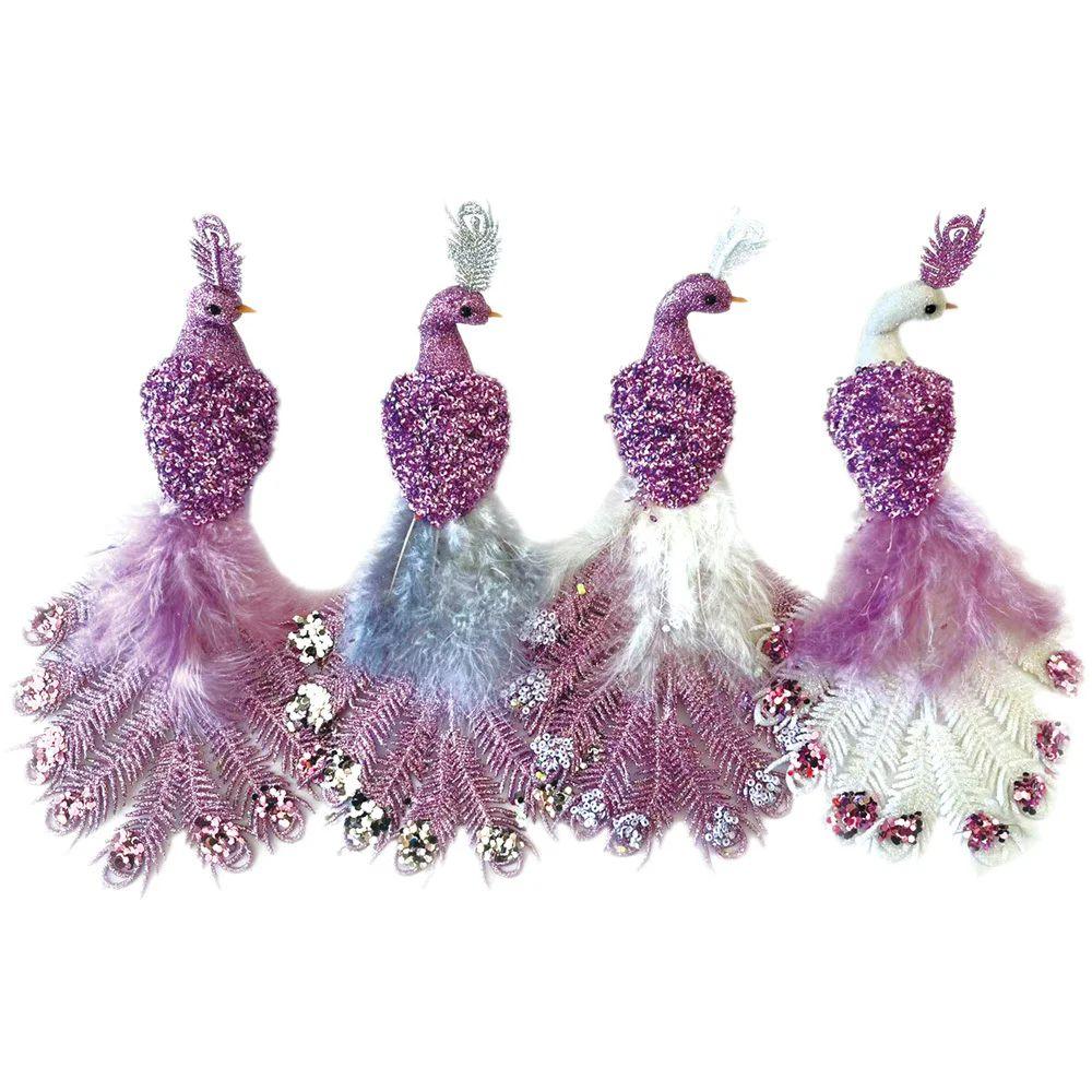 24 Wholesale Bird With Clip 26cm Purple image