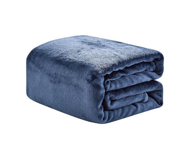 12 Wholesale Micro Plush Fleece Blanket In Blue 50x60 image