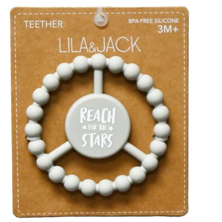 100 Wholesale Gray Silicone Peace Teether With "reach For The Stars" Text image