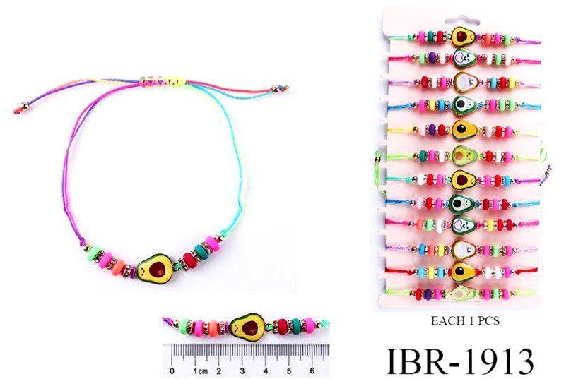 12 Wholesale Multicolor Avocado Pendant Bracelets - Assorted image