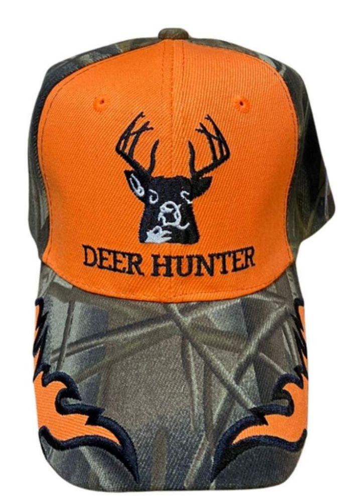 12 Wholesale "deer Hunter" Orange & Camo Baseball Hats/caps image