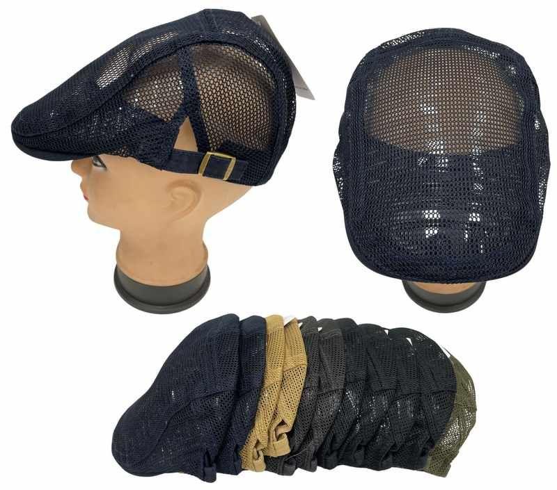 12 Wholesale Solid Color Mesh Golf Hats - Assorted image