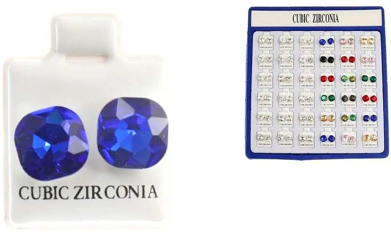 36 Wholesale Cubic Zirconia Stud Earrings - Assorted image