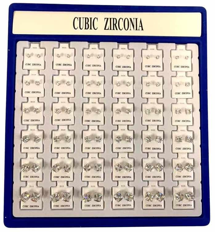 36 Wholesale Square Shape Cubic Zirconia Stud Earring Sets image