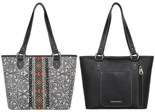 12 Wholesale Montana West Tooled Collection Concealed Carry Tote - Black image