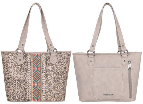 12 Wholesale Montana West Tooled Collection Concealed Carry Tote - Beige image