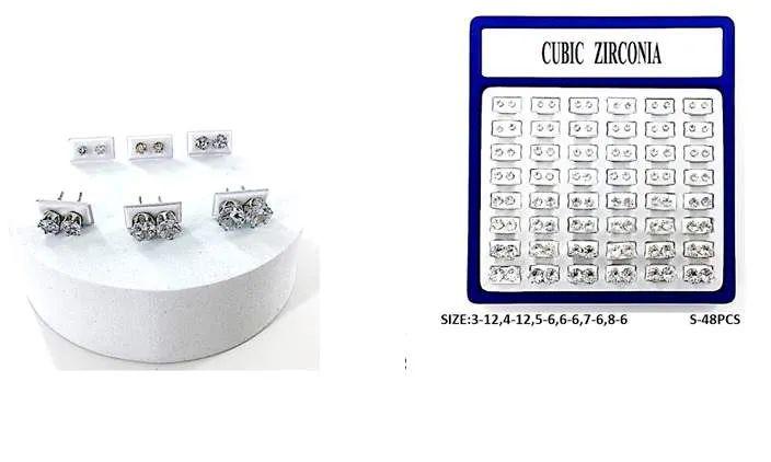 48 Wholesale Small Size Cubic Zirconia Earring Sets - Assorted image