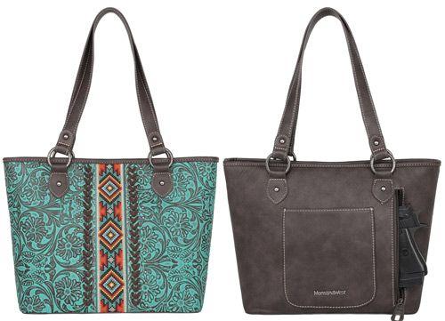 12 Wholesale Montana West Tooled Collection Concealed Carry Tote - Coffee image