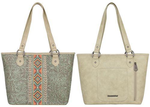 12 Wholesale Montana West Tooled Collection Concealed Carry Tote - Green image
