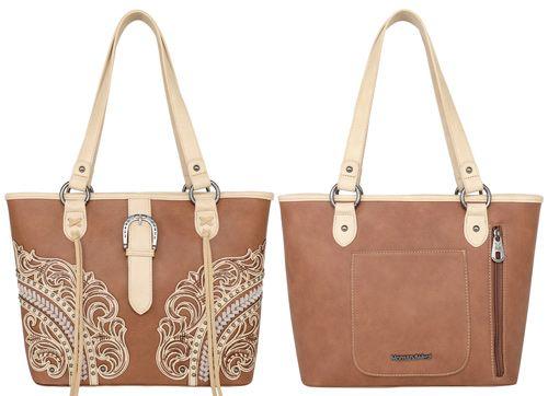 12 Wholesale Montana West Cutout/buckle Collection Concealed Carry Tote - Tan image